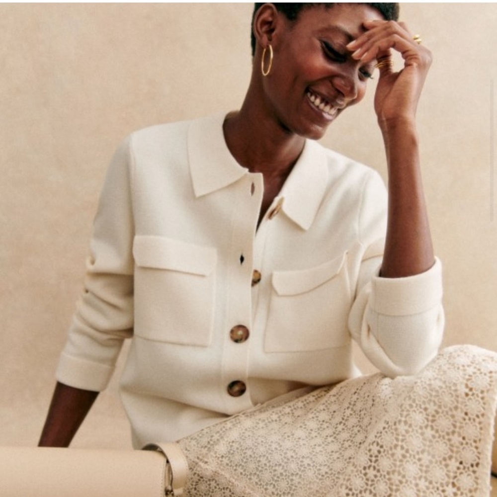 Sezane Betty Cardigan Sweater NWT Cream/Ecru
